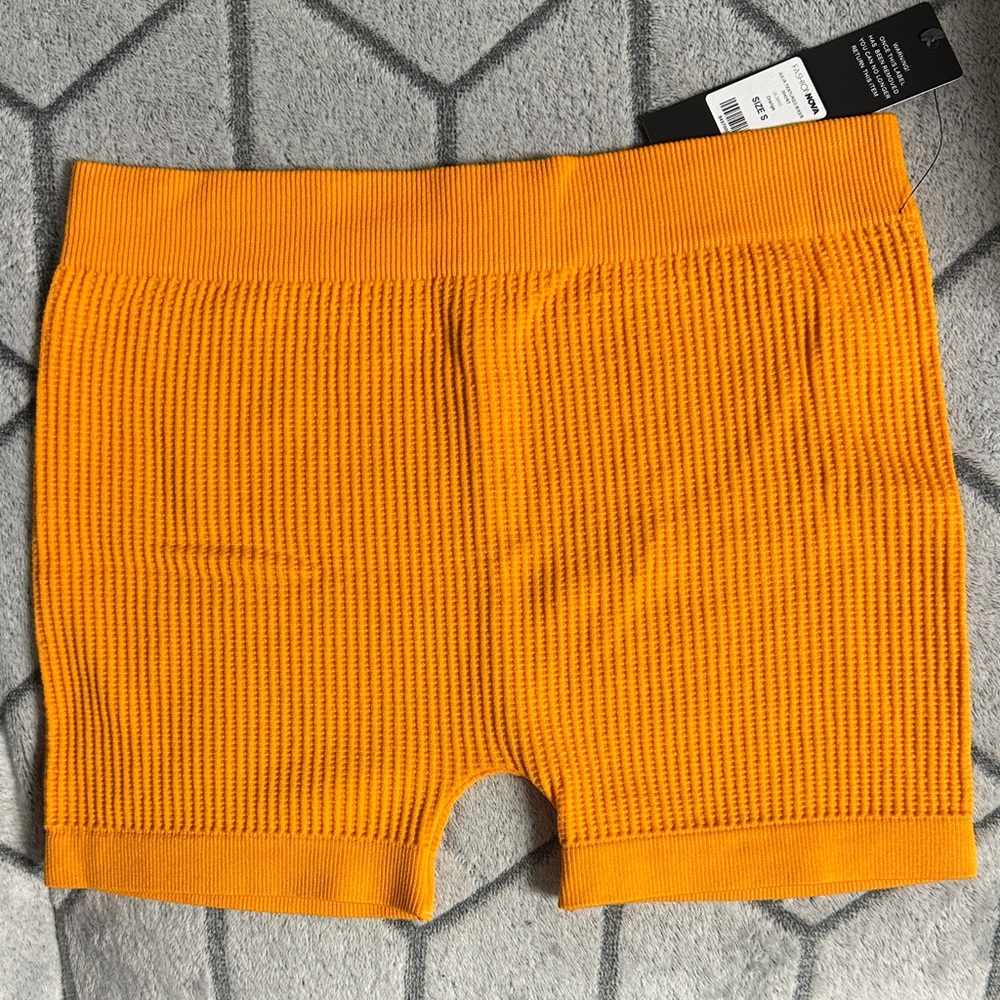 Fashion Nova Vibrant Orange Ribbed Bike Shorts